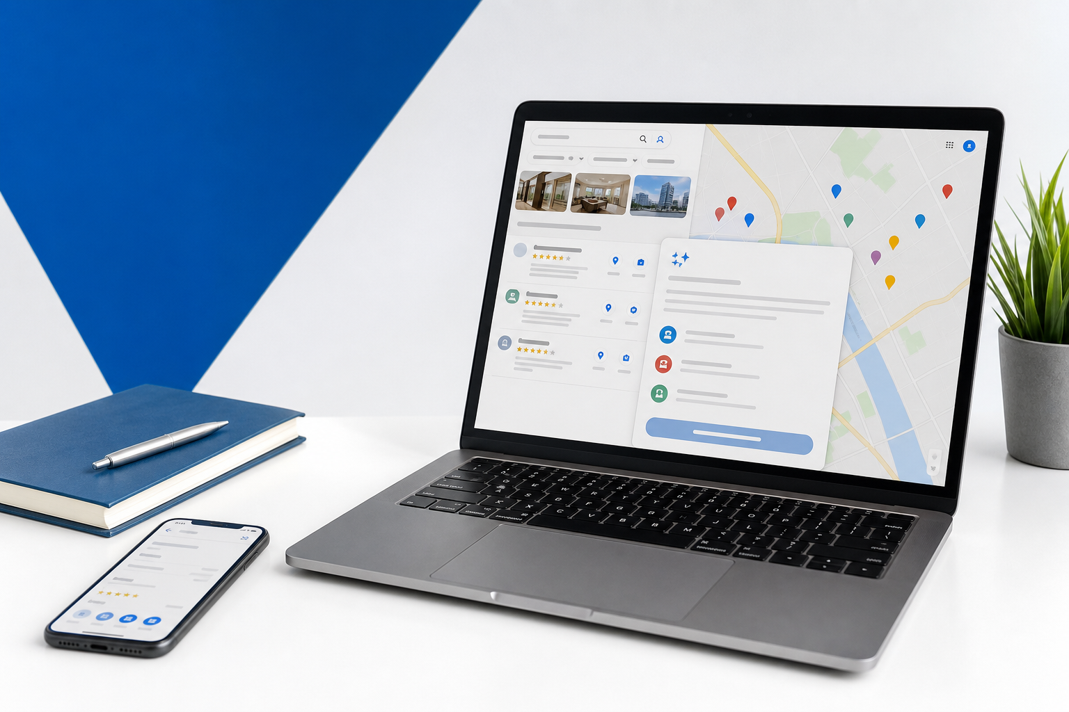 Google Maps and AI recommendation workspace for local clinic visibility.